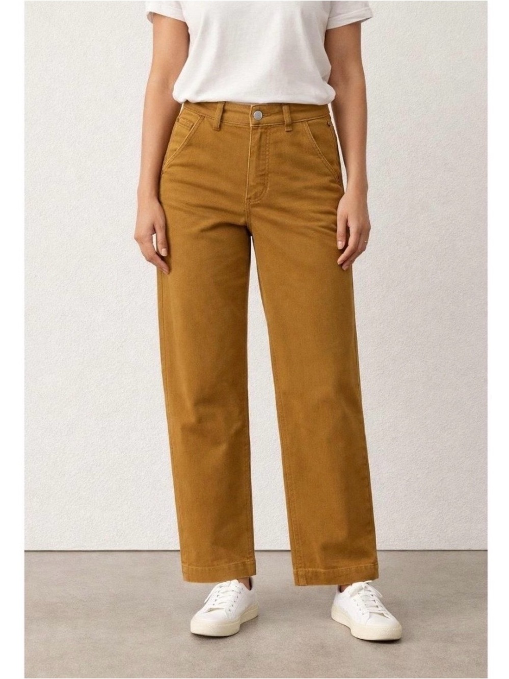 Everlane Cropped Straight Short Mustard Boho Utility Scandinavian Minimalist
